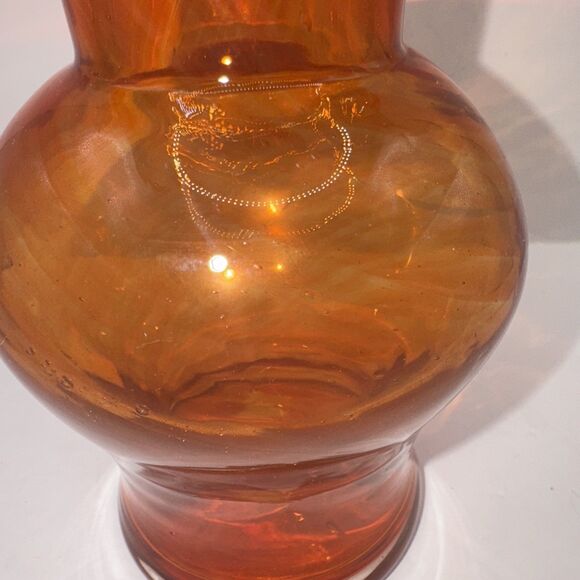 VTG Hand Blown Orange Swirl Art Glass Vase 7” Tall Ruffled Tulip Rim Style Decor - Picture 7 of 8